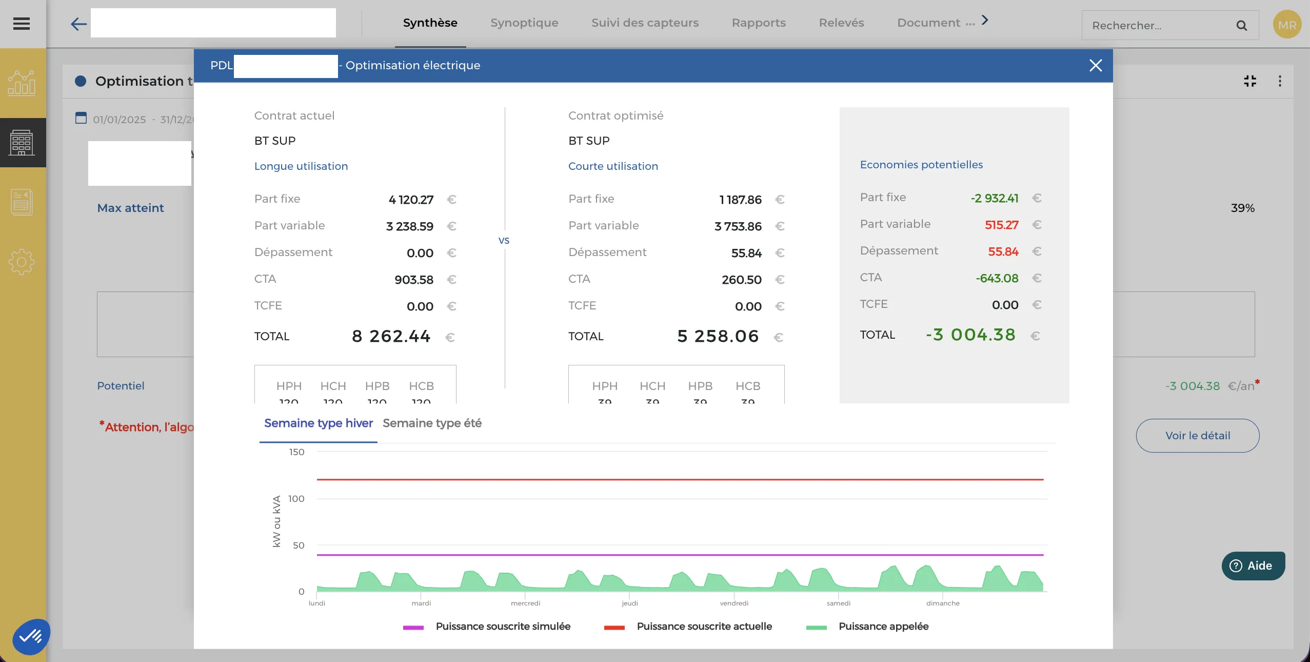 Plateforme — Optimisation électrique